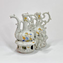 Alcora - Oil cruet holder and cruets with polychrome decoration - Eighteenth century