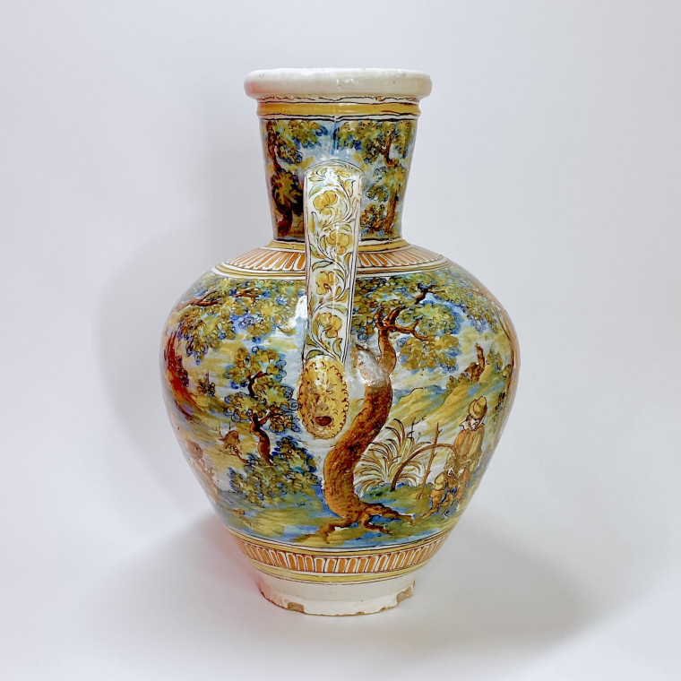Talavera de la Reina (Tolède) - Grande jarre à décor de scène de chasse aux oiseaux - 1680-1700