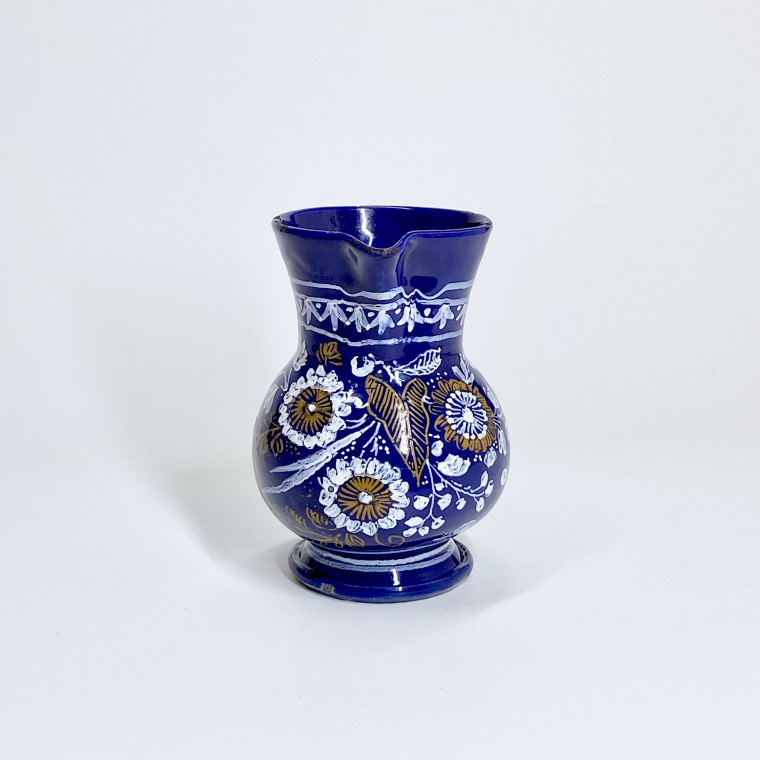 Nevers. Small earthenware pitcher with Persian blue background - Seventeenth century - Circa 1650