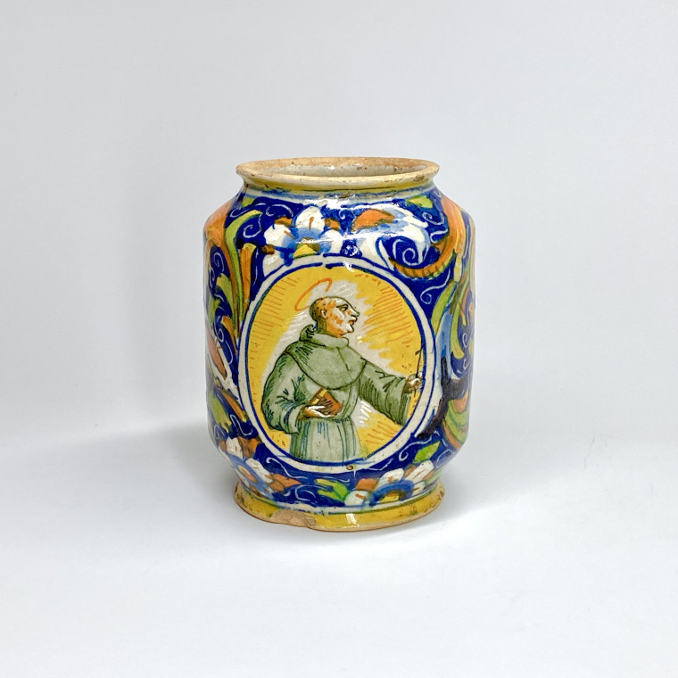 Albarello in Venetian majolica - Workshop of Maestro Domenico - Sixteenth century