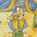 Majolica dish from Deruta representing the virgin and child - Seventeenth century