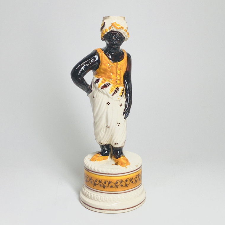 Fine earthenware candlestick depicting a Moor - Nineteenth century