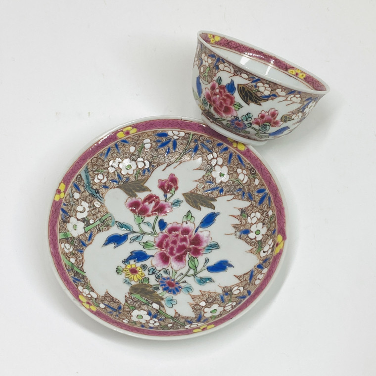 Sorbet et sa soucoupe en porcelaine de chine de la famille rose - Période Qianlong (1735-1796)