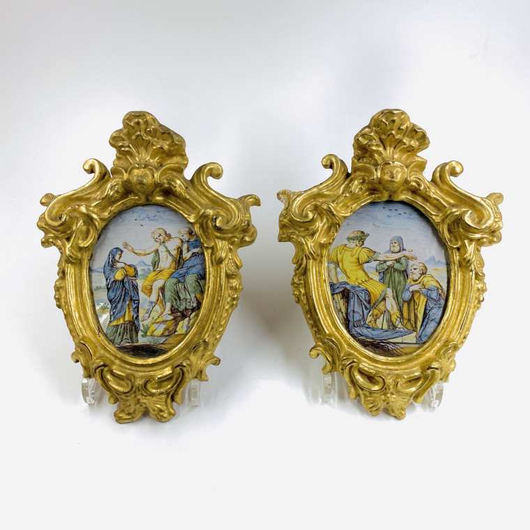 Sienne - Bartholomeo Terchi - Paire de plaques en majolique - Début du XVIIIe siècle