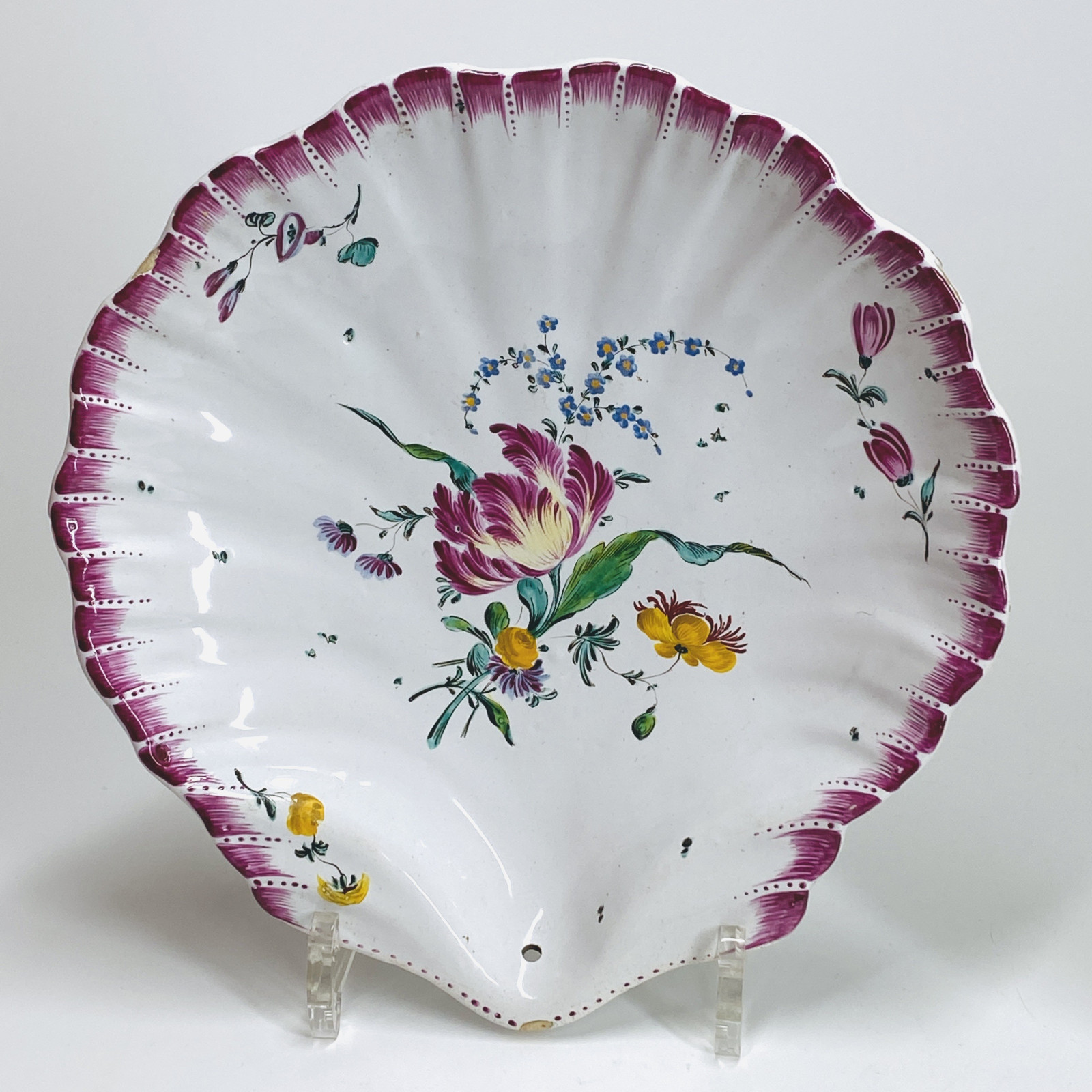 Aprey - Pair of small dishes in the shape of a shell - Eighteenth century