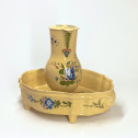 Moustiers - Covered pitcher and its basin with a yellow background - Eighteenth century