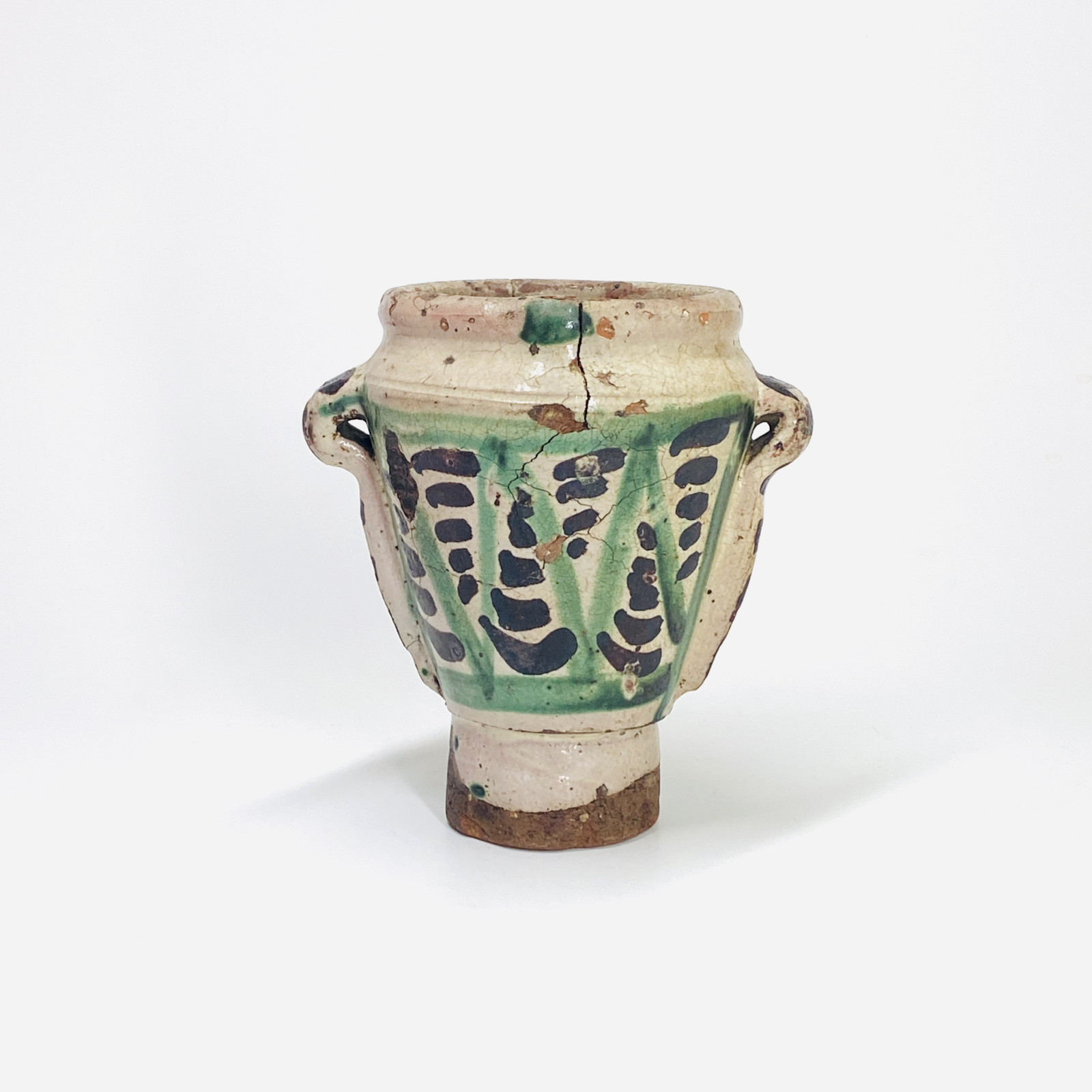 Teruel (Aragon - Espagne) Deux mortiers à décor vert et manganèse - XVIIe siècle