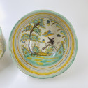Talavera - Deux coupes à décor d'un échassier et d'un lièvre - Deuxième moitié du XVIIe siècle
