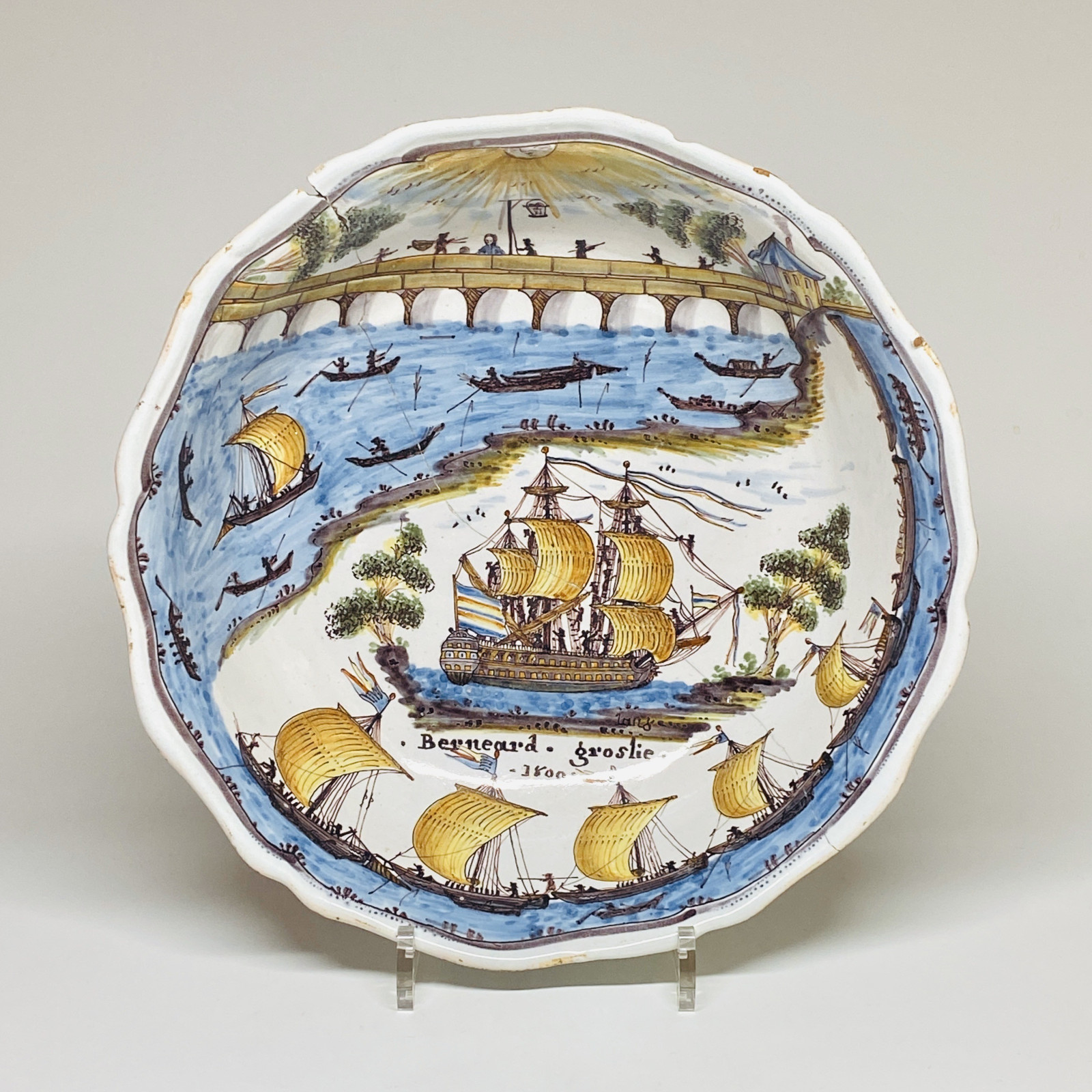 Nevers - Patronymic salad bowl called "au pont de Nevers" - Early nineteenth century