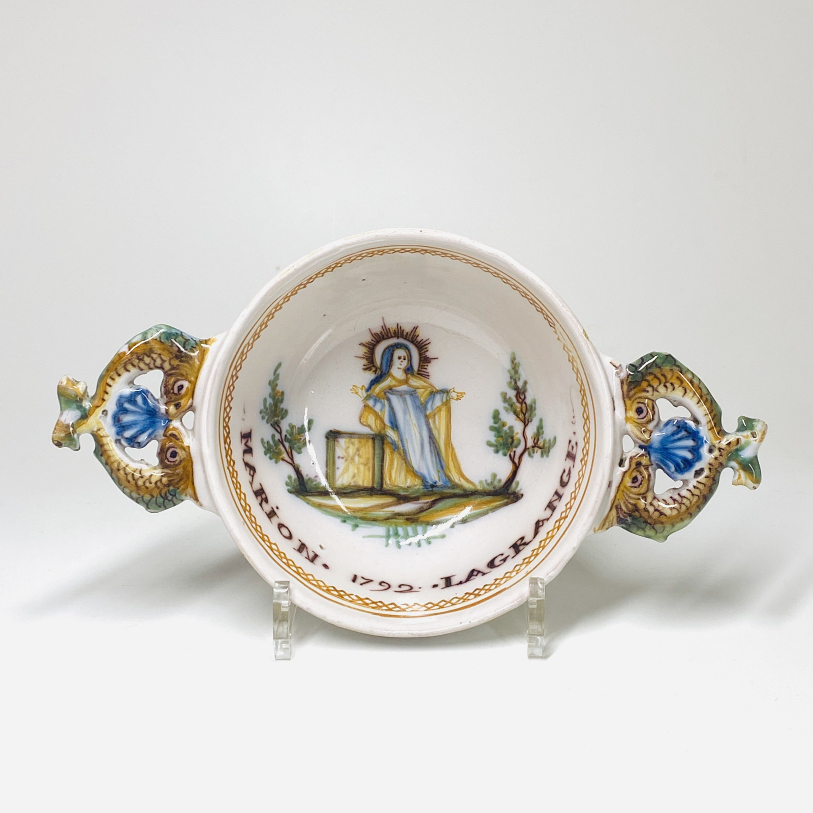 Roanne - Deux écuelles à décor patronymique - Datée 1792