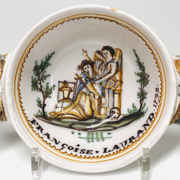 Roanne - Deux écuelles à décor patronymique - Datée 1792