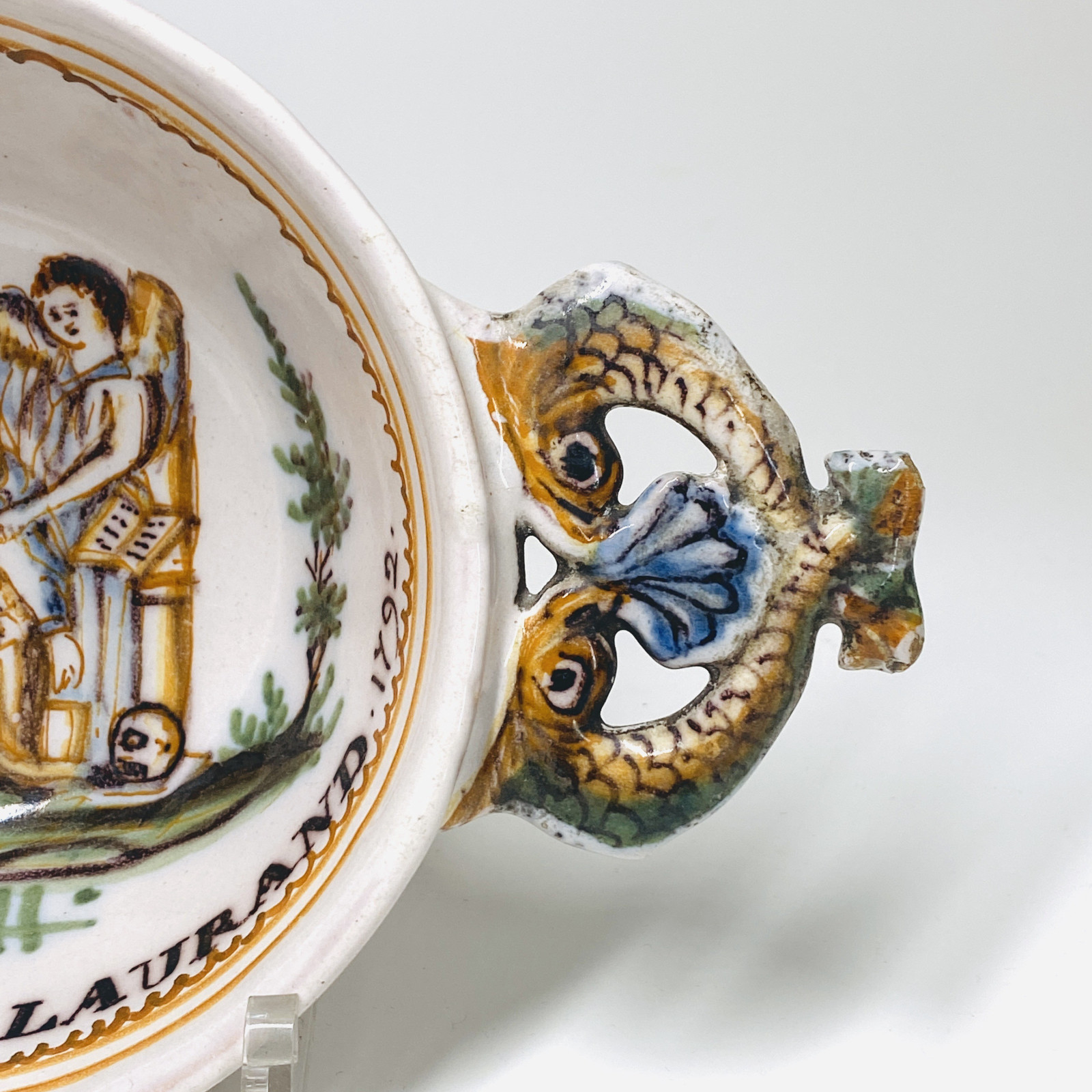 Roanne - Deux écuelles à décor patronymique - Datée 1792