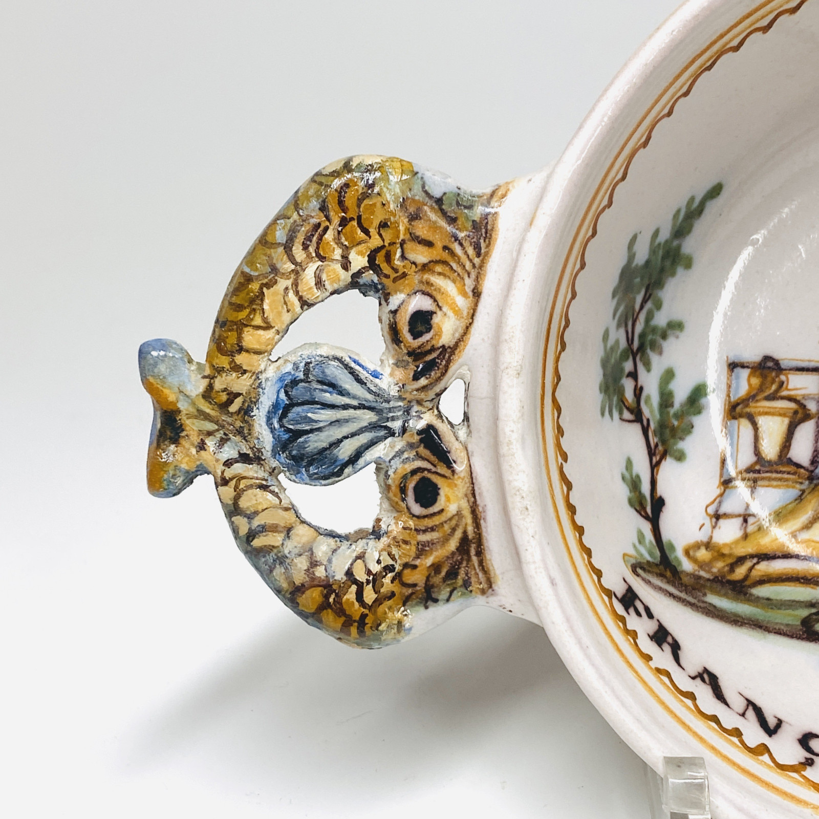 Roanne - Deux écuelles à décor patronymique - Datée 1792