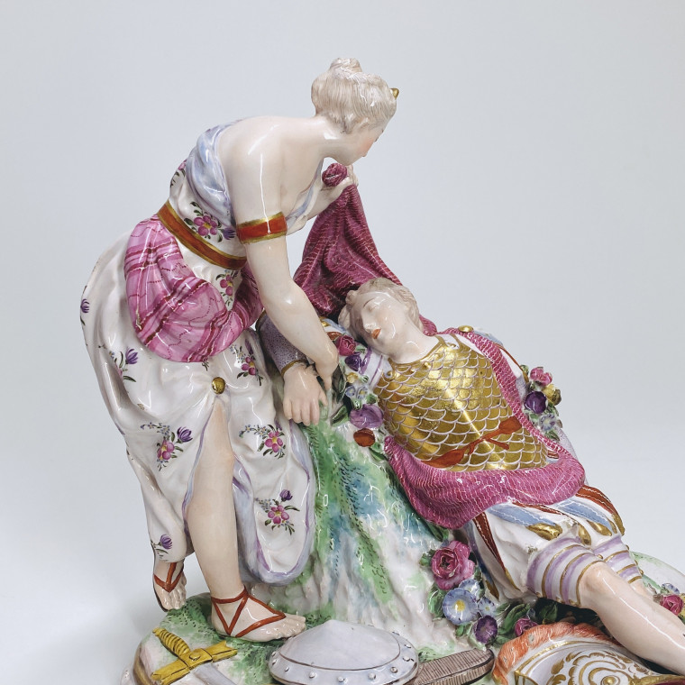 Niderviller - Earthenware group "Renaud and Armide asleep" - Eighteenth century