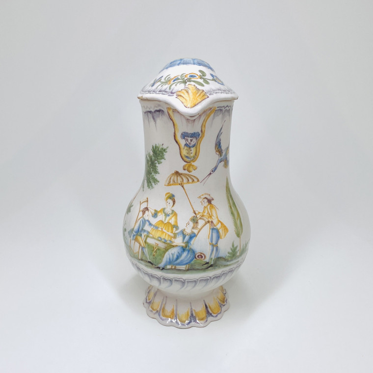 Varages - Rare pichet décoré d'une scène représentant "Le contrat mariage" - XVIIIe siècle