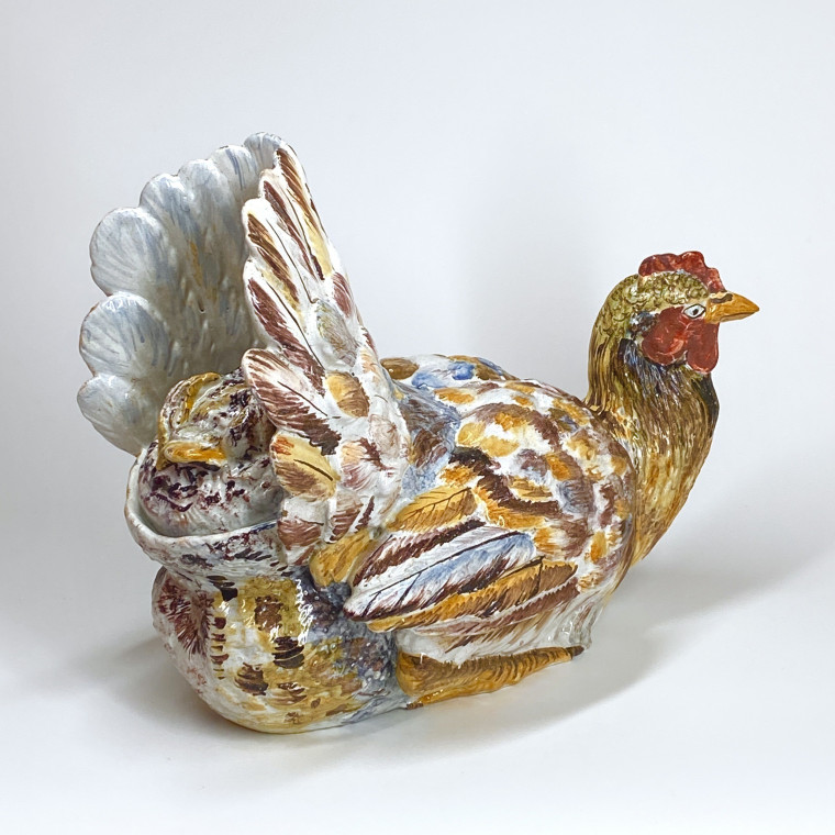 Terrine en trompe-l'oeil en forme de poule - Fin du XVIIIe siècle