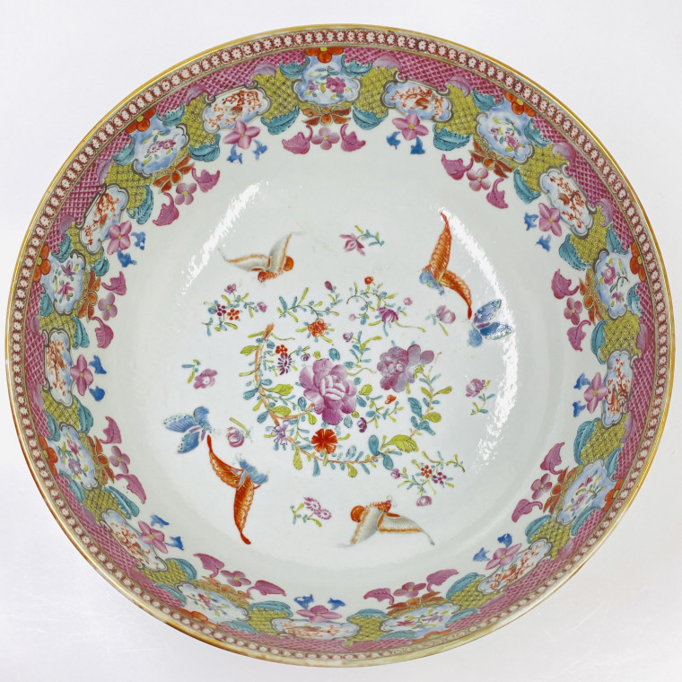 Chine - Bol à punch en porcelaine de la compagnies des Indes - Époque Qianlong 1736 - 1795