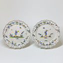 Pair of earthenware plates from Roanne - Eighteenth century